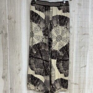 Rachel Zoe Wide Leg Cropped  Palazzo Boho Print Pants S Resort Wear Beachy